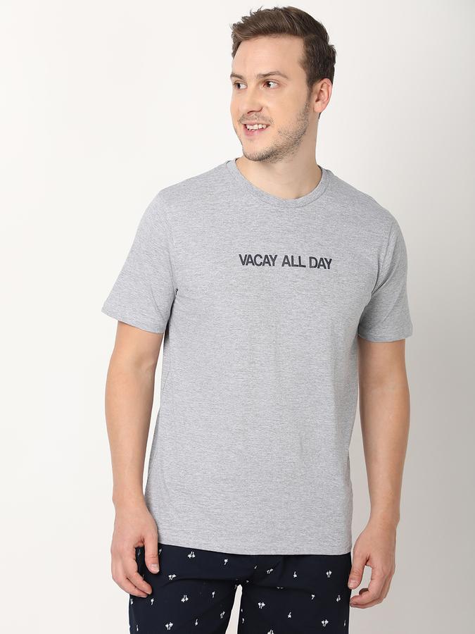 Men Cotton Regular Fit Crew Neck Typographic T-shirt