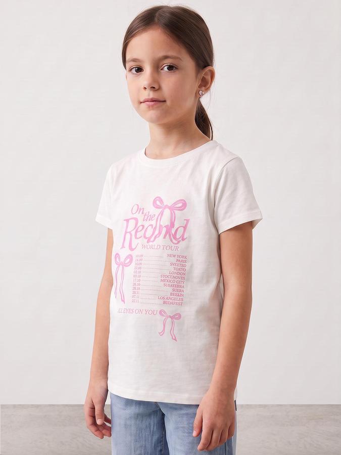 R&B Girls Snow White Graphic Print Short Sleeves Round Neck Pure Cotton T-Shirt