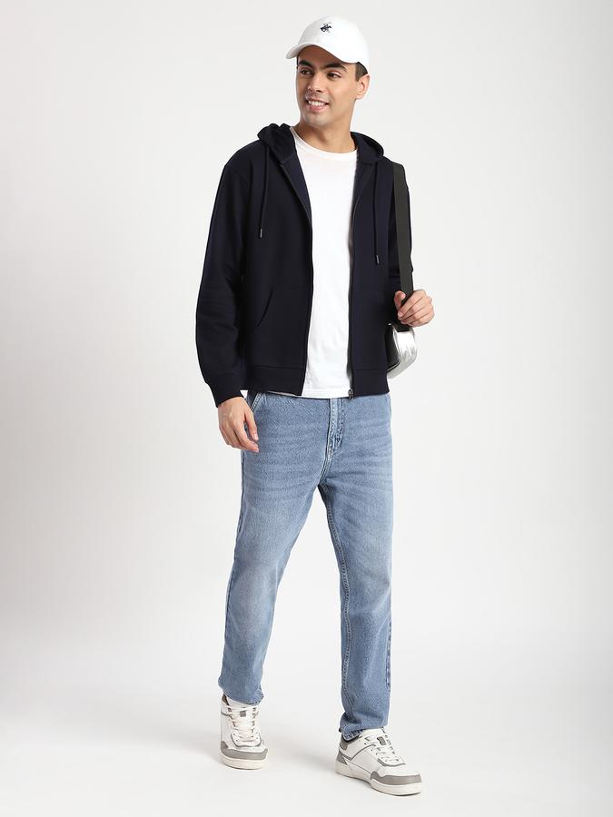 Men Fleece Regular Fit Hooded Jacket