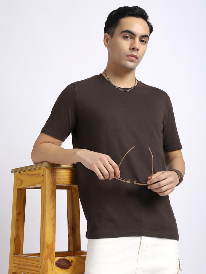 Men Cotton Regular Fit Crew Neck Solid T-shirt