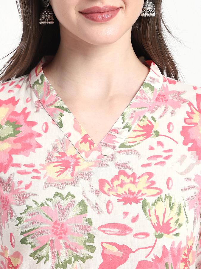 Women Viscose Regular Fit V Neck Printed Kurta