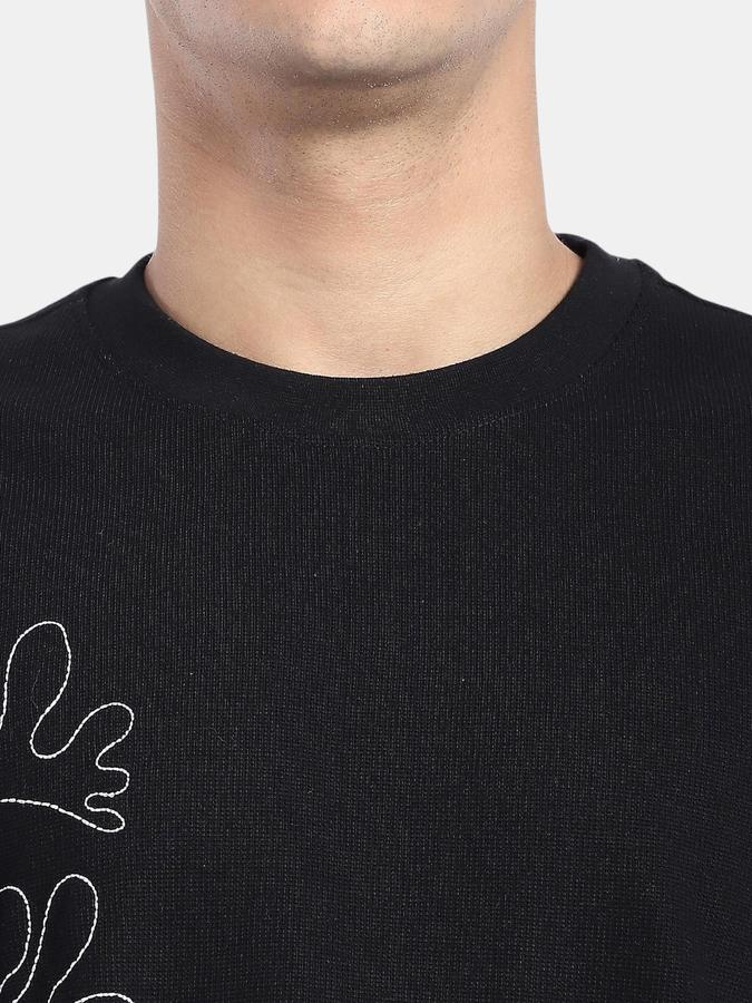 R&B Black Embroidered Men Short Sleeve T-shirt