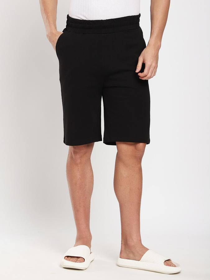 Men Cotton Relaxed Fit Solid Elastic Waist Sleep Shorts