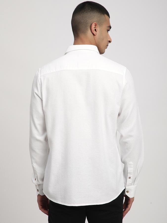 Men Cotton Regular Fit Point Collar Solid Shirt