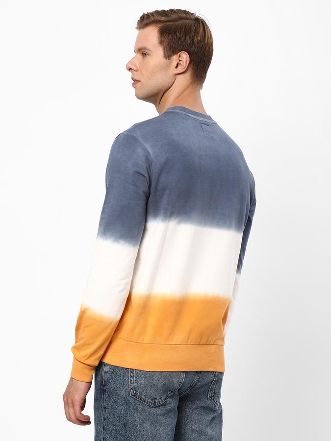 Men Cotton Regular Fit Crew Neck Tie-Dye Sweatshirt