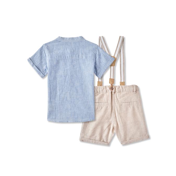 Boys Solid Linen Short Sleeves Shirt with Shorts Fashion Set