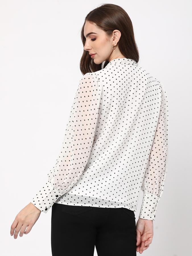 Women Polka-Dot Regular Fit Top with Tie-Up image number 2