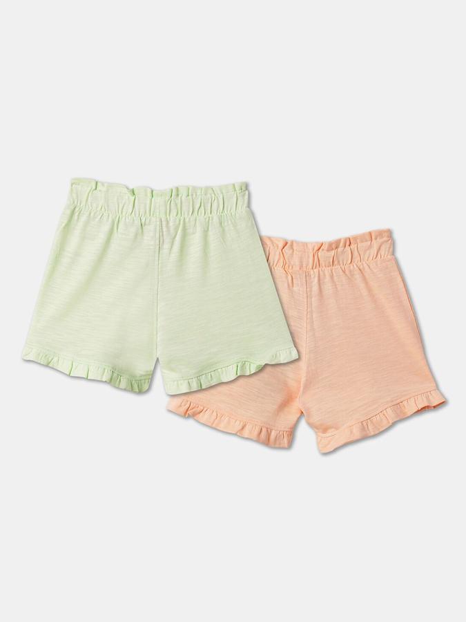 Girls Cotton Regular Fit Paperbag Waist Clean Hem Shorts