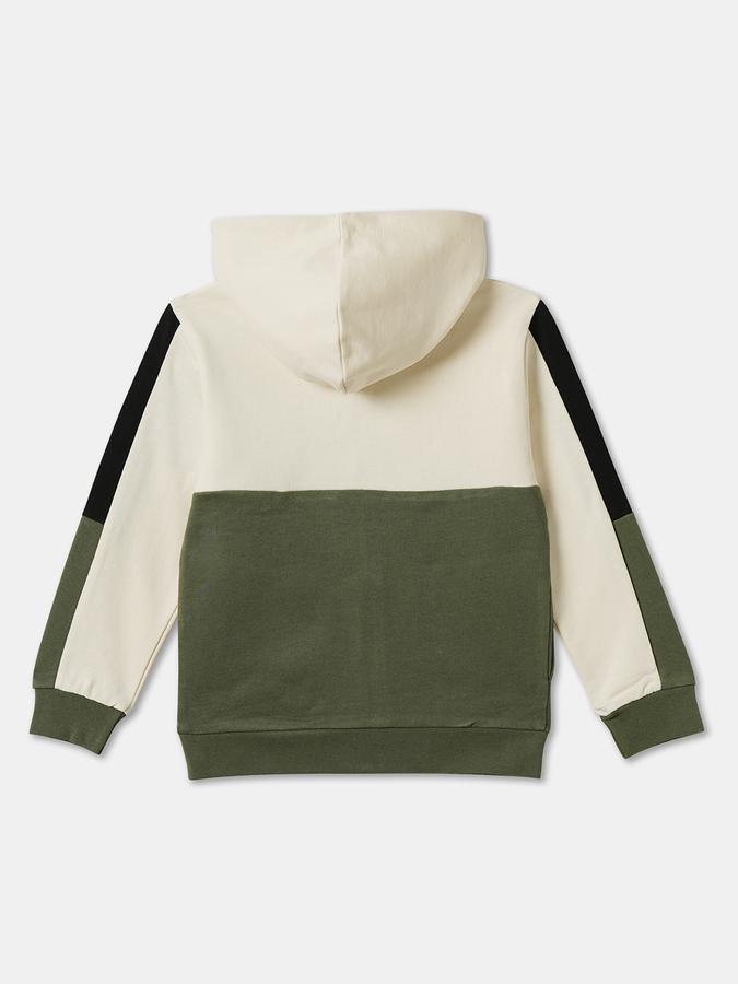 Boys Cotton Hooded Zip Up Colorblock Jacket