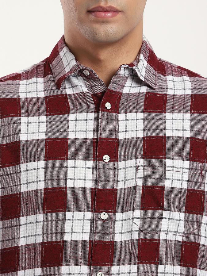R&B Men's Maroon Checked Shirt