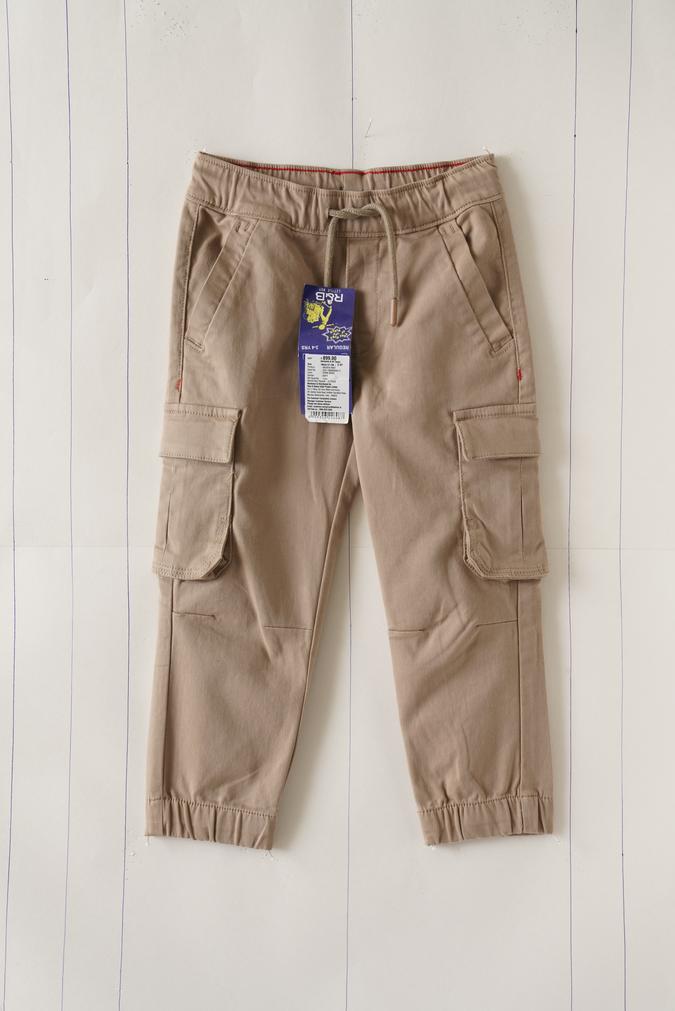 Boys Twill Regular Fit Drawstring Waist Cuffed Hem Trousers