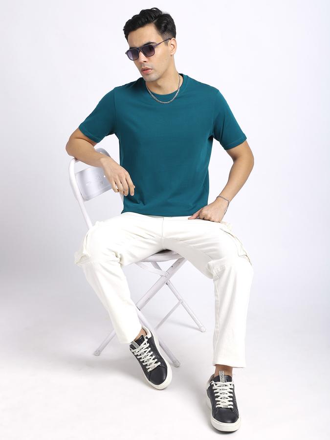 Men Cotton Regular Fit Crew Neck Solid T-shirt