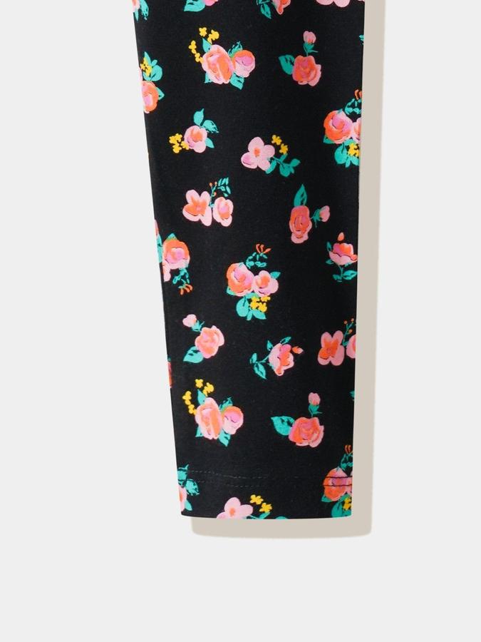 R&B Girls Black Floral Printed Leggings