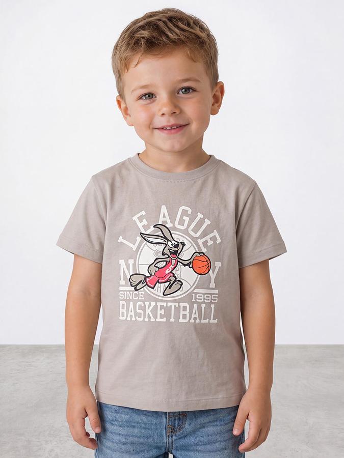 R&B Boys Grey Short Sleeve Round Neck Looney Tunes Bugs Bunny Print T-Shirt