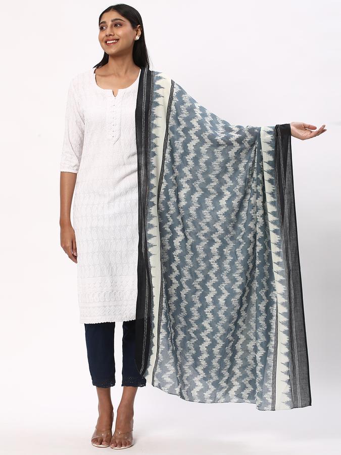 Women's Cotton Ikat Printed Bordered Hem Dupatta