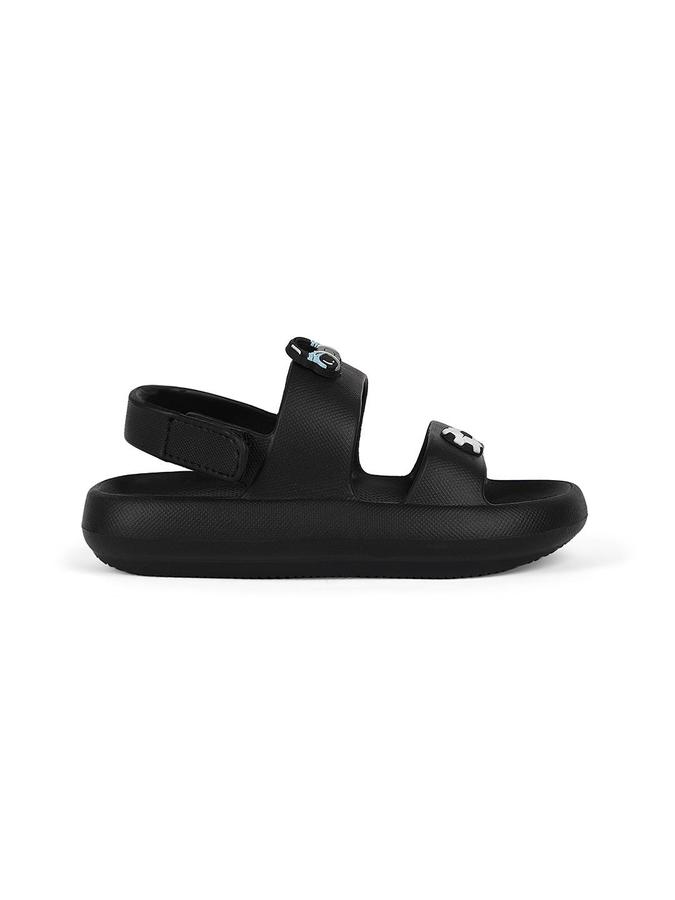 R&B Boys Black Applique Work Sandal With Velcro Closure