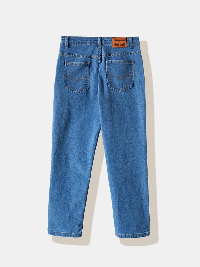 Boys Cotton Regular Fit Mid Rise Clean Hem Jeans