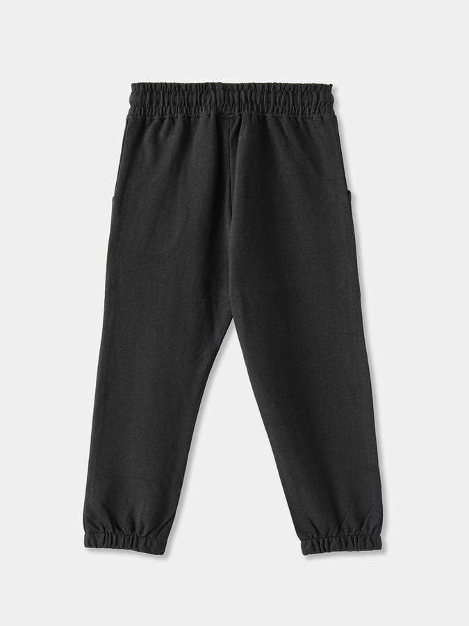 Girls Cotton Regular Fit Drawstring Waist Cuffed Hem Joggers
