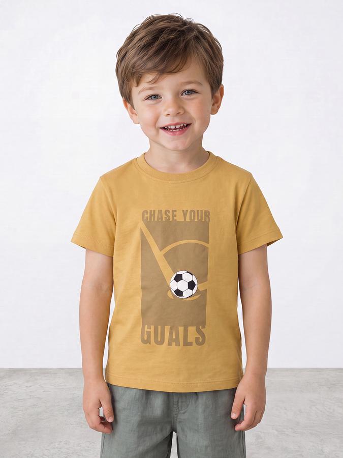 R&B Boys Mustard Graphic Print Short Sleeves Tshirt
