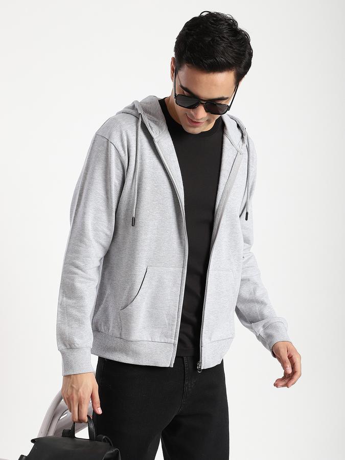 Men Fleece Regular Fit Hooded Jacket