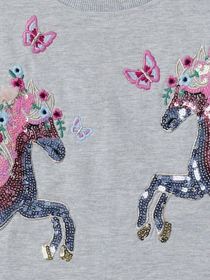 Girls Embellished Round-Neck Sweatshirt image number 4