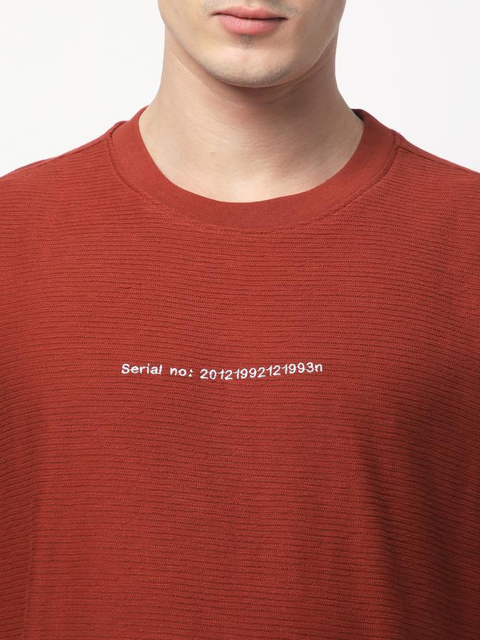 Men Cotton Regular Fit Crew Neck Textured T-shirt