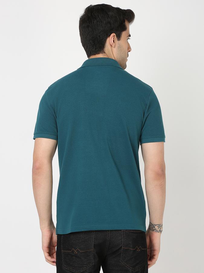 Men Cotton Blend Regular Fit Polo Neck Heathered T-shirt