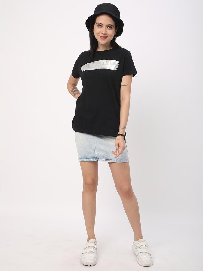 Women Cotton Regular Fit Crew Neck Graphic T-shirt
