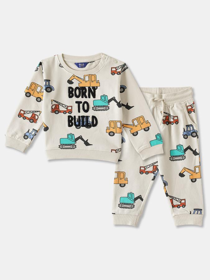 R&B Boys' Ivory Printed Co-ord Set
