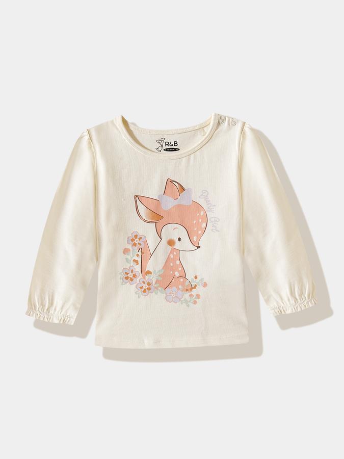 Girls Cotton Regular Fit Crew Neck Graphic T-shirt