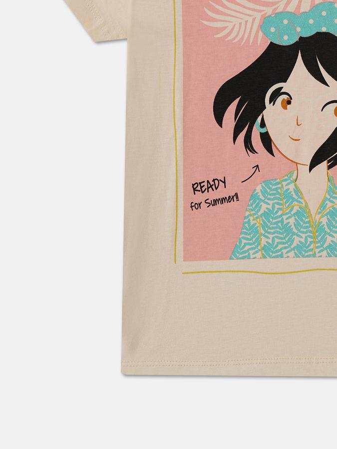 R&B Girls Graphic Print Pure Cotton Regular T Shirt image number 3