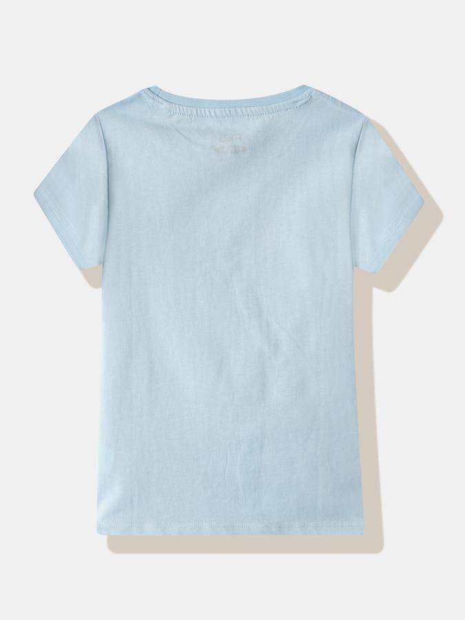 Girls Cotton Regular Fit Crew Neck Graphic T-shirt