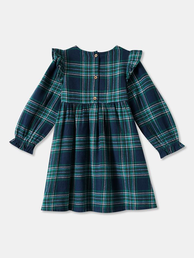 R&B Girls' Green Checked Dress