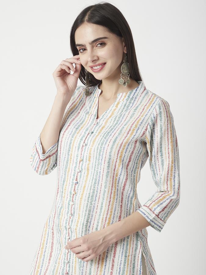 Women Rayon Regular Fit Mandarin Collar Printed Kurta