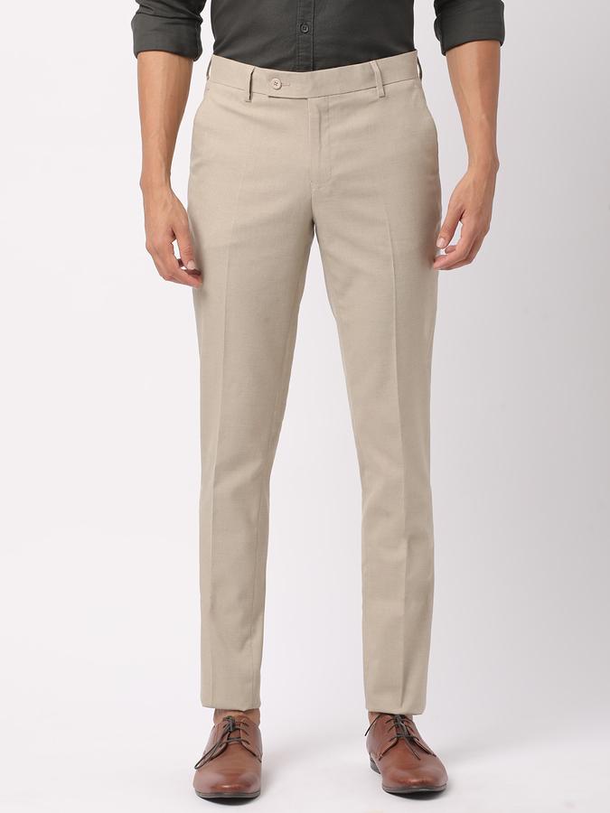 Men Flat-Front Slim Fit Trousers image number 0