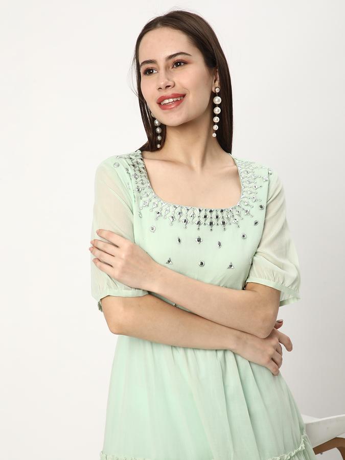 Women Georgette Embellished Tiered Ethnic Dress