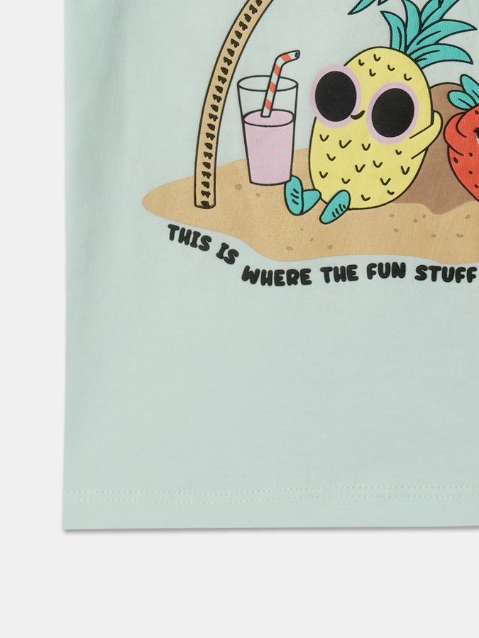 Girls Graphic Print Regular Fit Round-Neck T-Shirt image number 3