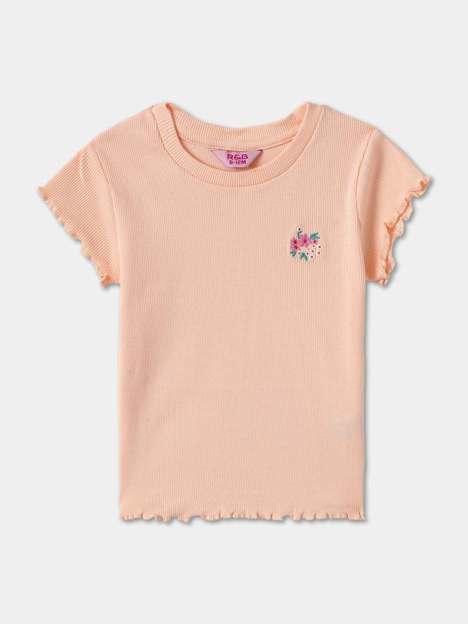 Girls Floral Regular Fit Short Sleeve Crew Neck T-Shirt