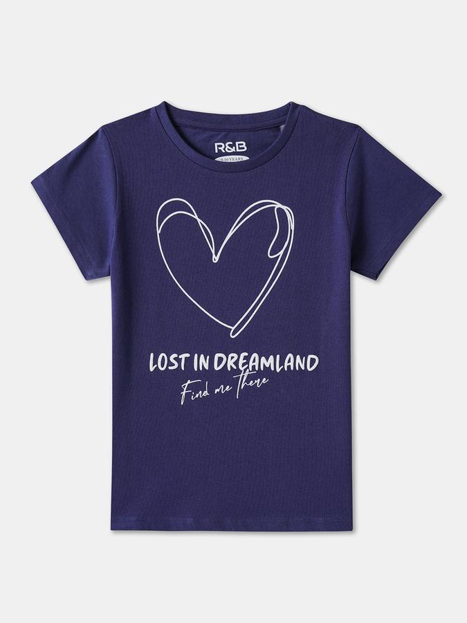 Girls Cotton Regular Fit Crew Neck Graphic T-shirt