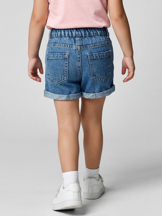 R&B Navy Blue Girls Above Knee Mid-Rise Regular Fit Shorts