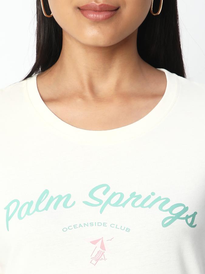 Women Cotton Regular Fit Crew Neck Graphic T-shirt