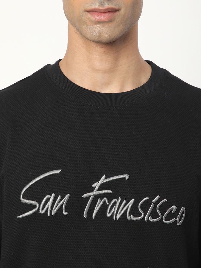 Men Cotton Regular Fit Crew Neck Graphic Sweatshirt