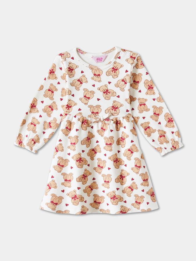 Girls Cotton Regular Fit Round Neck Printed Dress