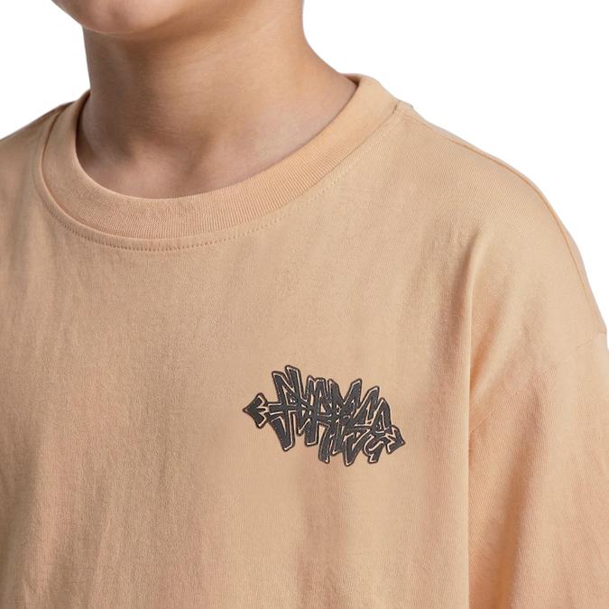 R&B Boy Peach Cotton Printed Round Neck T-Shirt