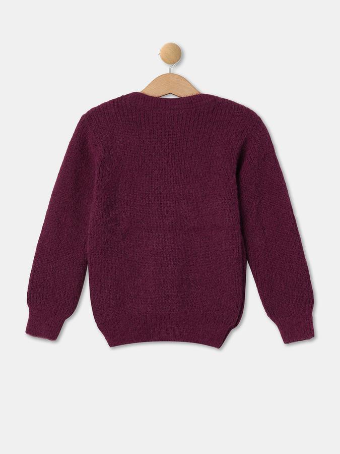 Girls Acrylic Regular Fit Crew Neck Solid Sweater