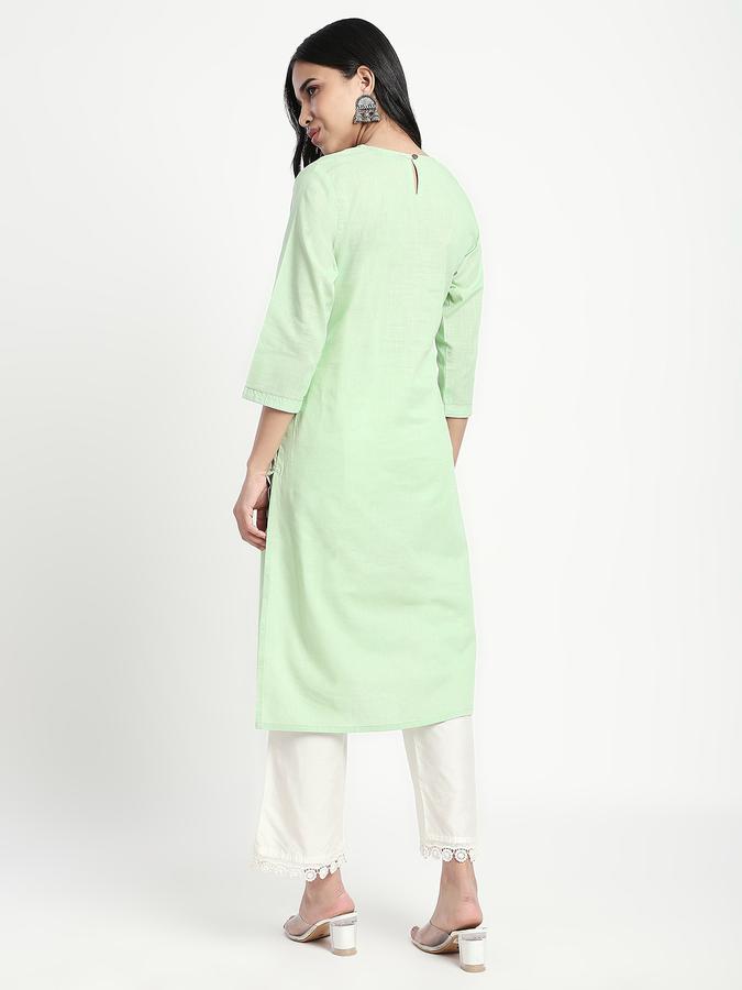 R&B Women's Green Embroidered Kurta