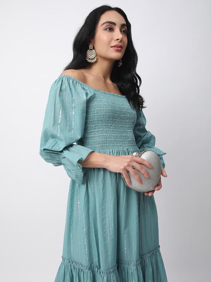 Women Cotton Striped Fit And Flare Ethnic Dress