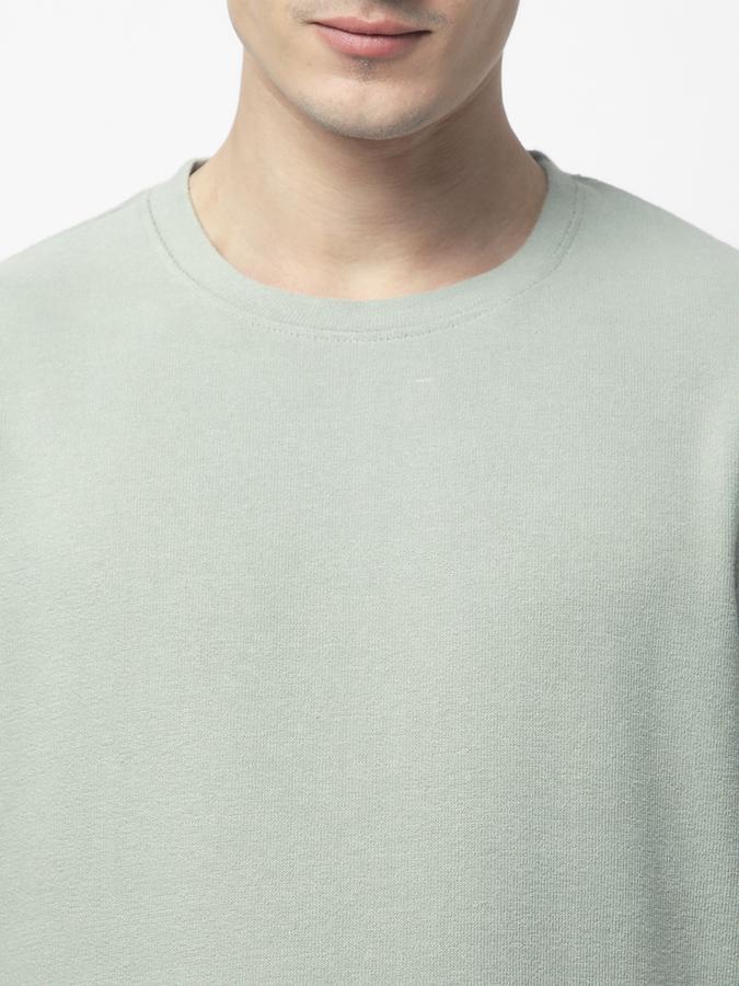 Men Cotton Blend Relaxed Fit Crew Neck Solid T-shirt