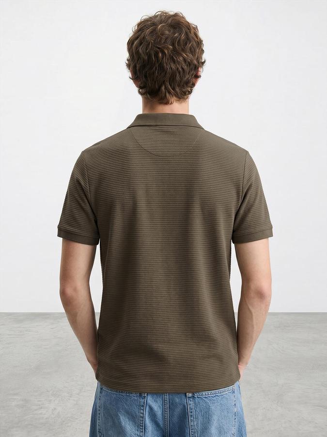 R&B Olive Men Textured Short Sleeves Tshirt
