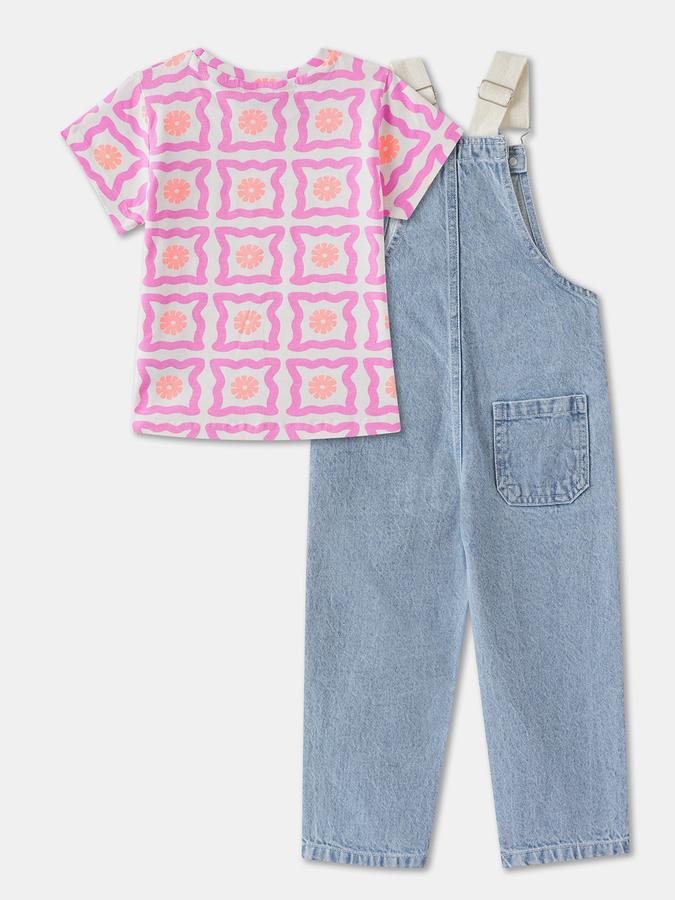 Dungaree For Girls Printed Pure Cotton image number 1